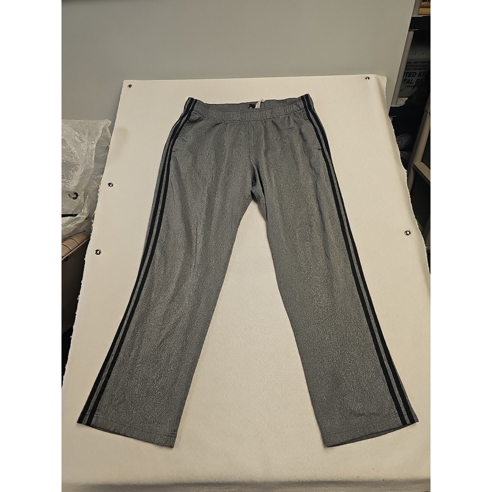Adidas Mens Size XL Gray & Black  100% Polyester Sweatpants Missing Drawstring